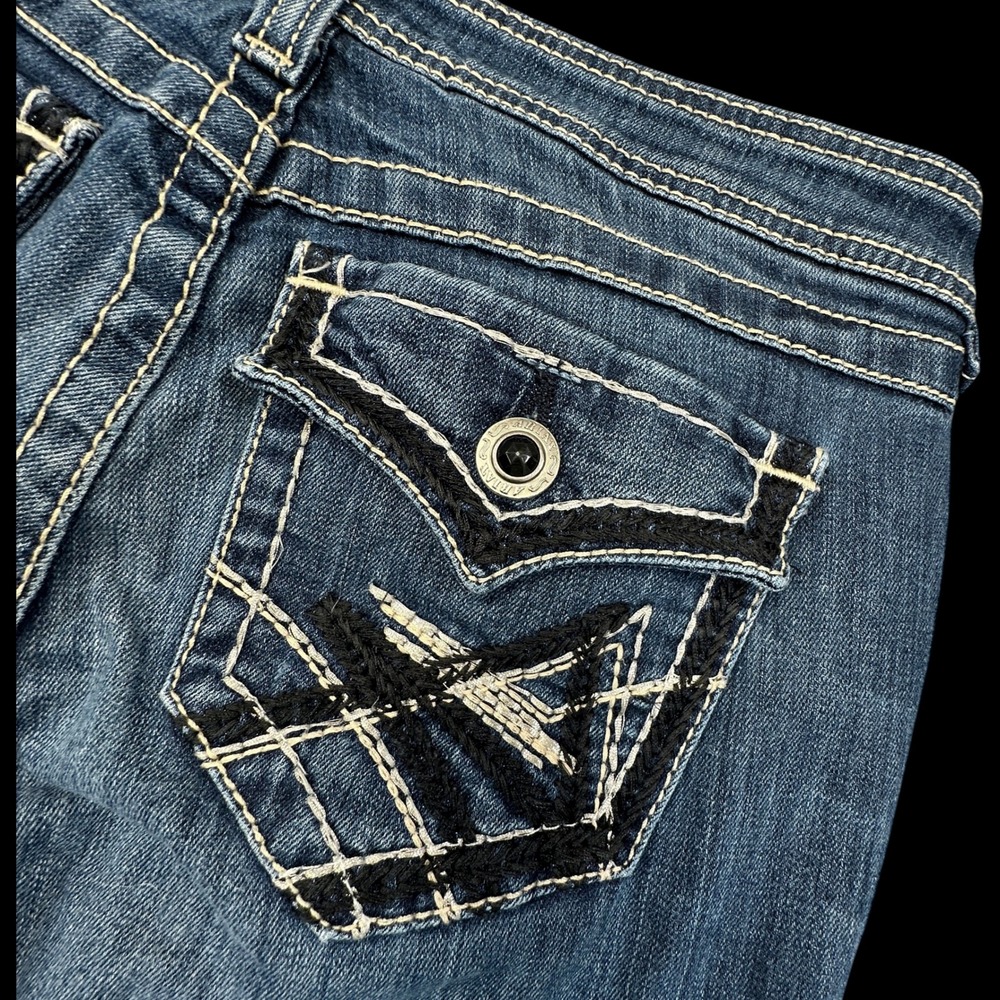 Ariat‎ Turquoise Bootcut Jeans Womens 28R Blue Dark Wash Flap Pocket Y2K Western